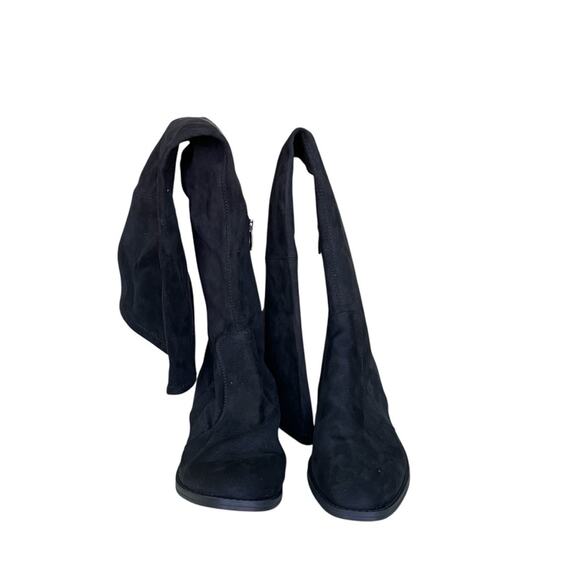 Marc Fisher Faux Suede Inner Half Zip Over The Knee Boots Black Size 8 Medium - Picture 5 of 7